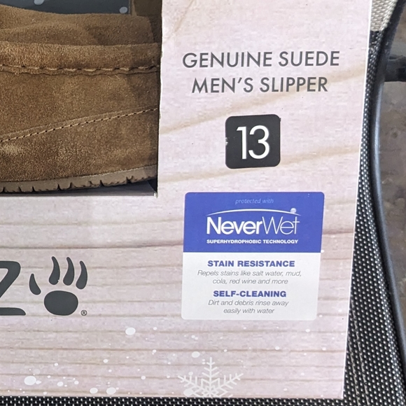 NIB men's bear baw suede and wool slippers hickory chestnut size 13 - Picture 13 of 13
